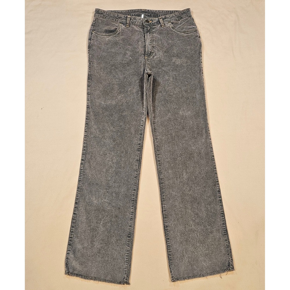 Hello Nite Los Angeles Brown‎ Corduroy Raw Hem Wide Leg Pants Womens L